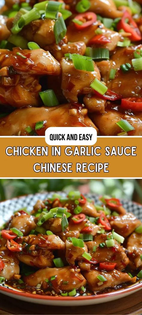 Chicken in Garlic Sauce (Chinese Recipe) Asian Garlic Chicken Recipes, Chinese Chicken Sauce, Chicken In Garlic Sauce, Chinese Sauce Recipe, Chinese Garlic Chicken, Chinese Garlic Sauce, Chinese Dishes Recipes, Garlic Sauce For Chicken, Homemade Chinese Food