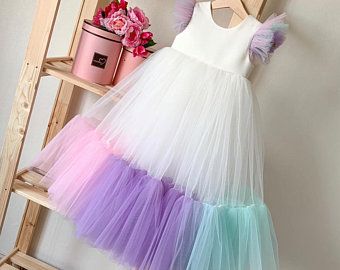 Baby Dresses Girl Dresses Girl Birthday Dresses by CandyBabyDress Projek Menjahit, Frocks Design, Kids Frocks Design, Kids Sewing, Kids Dress Wear, Flower Birthday, Unicorn Dress, Unicorn Costume