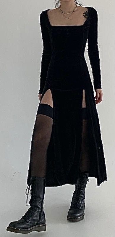 Whimsigoth Formal Outfit, Thigh High Tights With Skirt, Dark Feminine Outfits Edgy, Soft Natural Goth, Grunge Wedding Guest Outfit, Fancy Grunge Outfits, Alt Formal Outfits, Formal Alternative Outfit, Grunge Formal Outfit