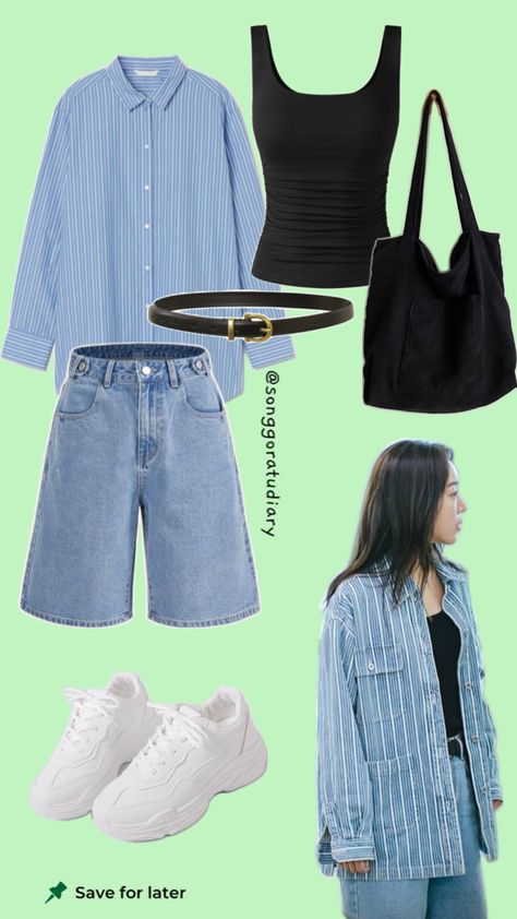 Sam Dal Shin Hye Sun Welcome to Samdalri KDrama Inspired Outfit Dad Core Fashion Outfit Bandara, Dad Core, Chunky White Sneakers, Denim Jorts, Shin Hye Sun, Boyish Outfits, Outfit Korean Style, Outfit Korean, Casual Day Outfits