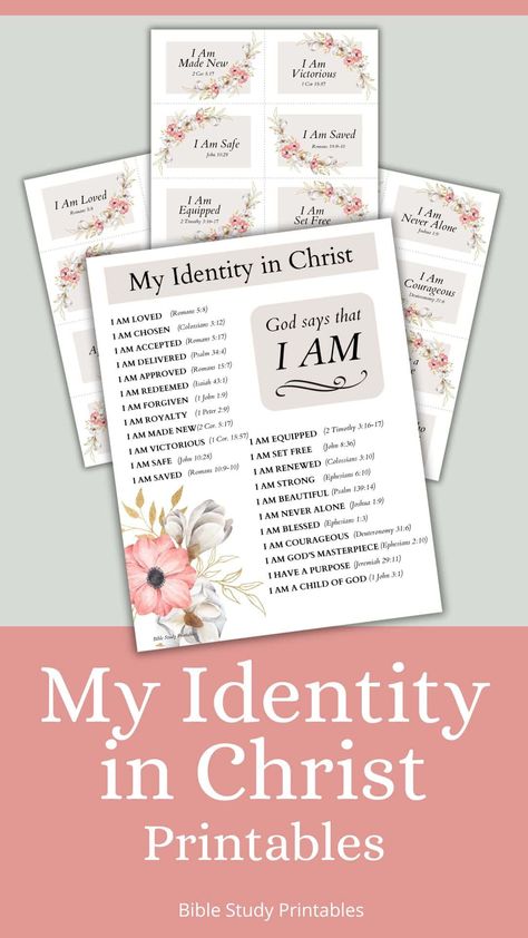 Free Printable Devotions For Women, Womens Bible Study Ideas Free Printable, Who I Am In Christ Woman, Printable Devotions For Women, Identity In Christ Activity, Prayer Journal Template Free Printable, Identity In Christ Woman, Bible Study Notes Free Printable, Free Bible Journaling Printables