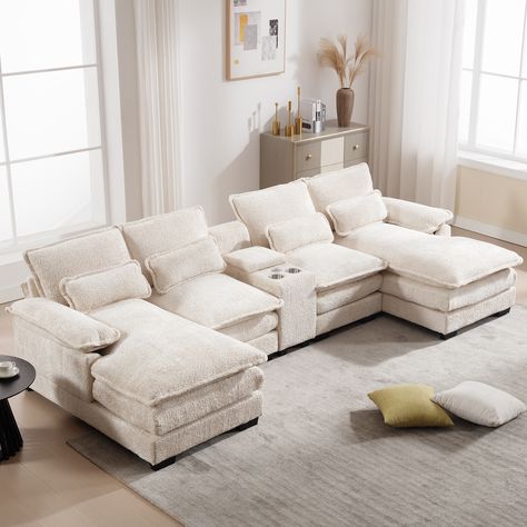 Product Features: sectional sofa follows the simple and comfortable design concept. the sophisticated modern style with high-end chenille fabric brings a stylish and luxurious décor to your space, It is a perfect match for your apartment, home or… U Shaped Couch, U Shaped Sectional Sofa, Couch With Chaise, Comfortable Couch, Shaped Sofa, U Shaped Sofa, Plush Sofa, Couches Sectionals, Comfy Couch