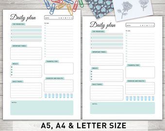 Daily Planner Inserts: "DAILY PLANNER Printable" Daily To Do List, Day Organizer, Daily Schedule, Desk Planner Printable Daily To Do List, Day Organizer, Daily Planner Inserts, Budget Mom, Desk Planner, Daily To Do List, Desk Planners, Printable Notes, Refillable Planner