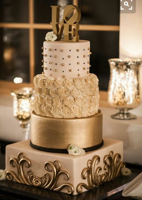 Pastel dorado boda Golden Wedding Cake, New Years Eve Weddings, Gold Cake, Gold Wedding Cake, Elegant Wedding Cakes, Golden Wedding, Wedding Cake Inspiration, Beautiful Wedding Cakes, Gorgeous Cakes