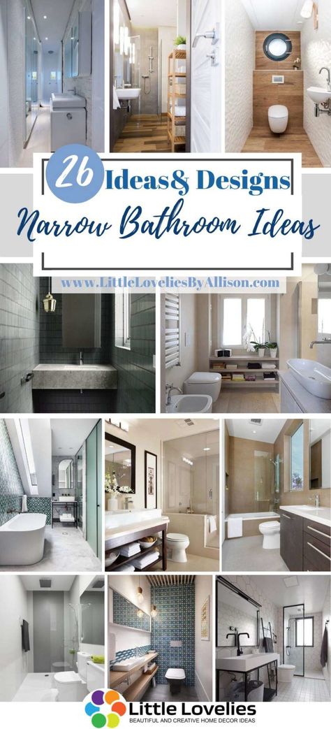 26 Narrow Bathroom Ideas That Are Trending In 2022 Small Rectangular Bathroom Layout, Main Suite Bathroom Ideas, Master Bath Narrow Bathroom Layout, Narrow Bathroom Shower Ideas, Long Narrow Bathroom Ideas Layout, Small Galley Bathroom Remodel, Small And Long Bathroom Ideas, Narrow Rectangular Bathroom Layout, Bathroom Ideas Long Narrow Master Bath