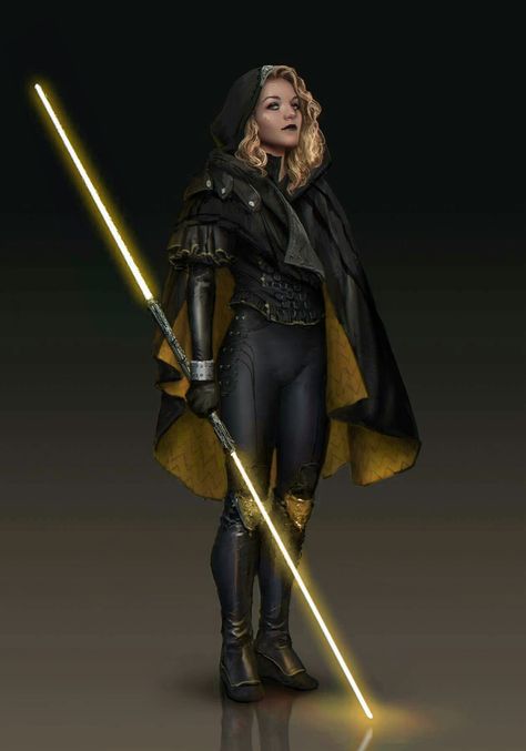 Cool Jedi Outfits, Star Wars Armor Female, Star Wars Character Inspiration, Female Jedi Concept Art, Jedi Armor Female, Jedi Oc Outfit, Star Wars Oc Lightsaber, Star Wars Jedi Oc Art, High Republic Jedi Robes