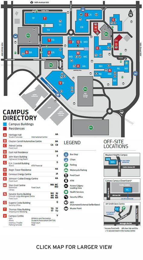 Campus Map of SAIT in Calgary, Alberta, Canada Campus Map Design, Wayfinding Map, Campus Plan, Map Signage, Green Baby Nursery, Firefighter Photography, Photoshop Shortcut, Wayfinding Signage Design, Campus Design