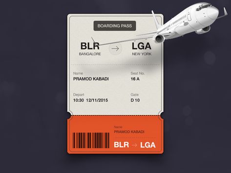 Boarding Pass UI Concepts by Dribbble Designers - Inspiration Supply - Medium Airlines Branding, Cv Inspiration, Dribbble Design, Ios Ui, Book And Magazine Design, Ticket Design, Presentation Layout, Daily Ui, 카드 디자인