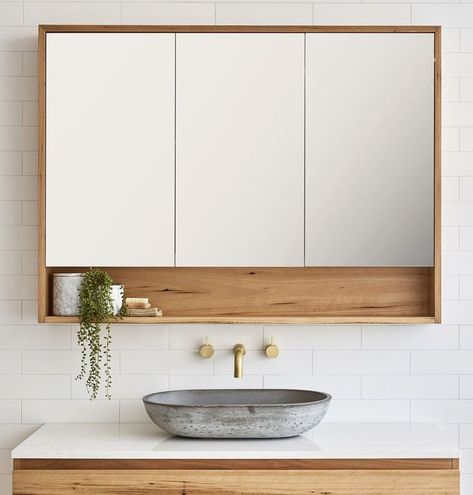 Wooden bathroom mirror