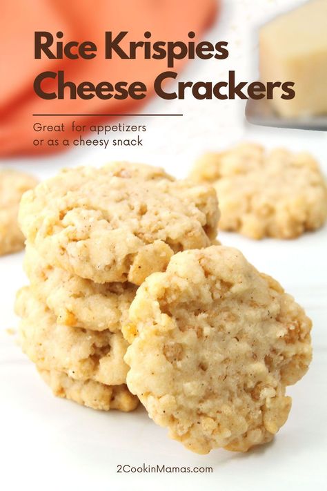 These delicious Rice Krispies Cheese Crackers bake to a crispy, crumbly cracker, on the order of shortbread or cheese straws, and are great alone or with a cheeseboard. Just 4 simple ingredients and some spices and you'll have these cheesy, crisp crackers on your table in no time. #cheddarcrackerswithricekripsies #ricekrispiescheesecrisps Cheese Cookies With Rice Crispies, Rice Crispy Cheddar Crackers, Rice Krispy Cheese Crackers, Rice Crispy Cheese Crackers, Rice Crispy Cheese Crisps, Crispy Cheese Straws, Cheese Crisp With Rice Krispies, Rice Krispie Cheese Crackers, Rice Krispie Cheese Crisps