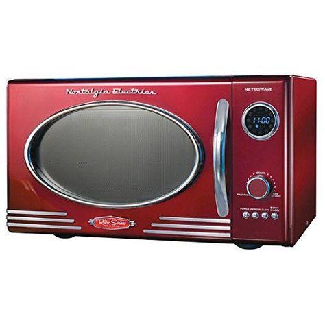 Adds a Nostalgic Touch to your Kitchen Retro Microwave Oven Dimensions: 19 inc - Microwave Oven - Ideas of Microwave Oven #MicrowaveOven -  Adds a Nostalgic Touch to your Kitchen Retro Microwave Oven Dimensions: 19 inches long x 14 inches wide x 11 inches high Retro Microwave, Red Microwave, Retro Kitchen Appliances, Countertop Microwave Oven, Kitchen Retro, Chrome Door Handles, Countertop Microwave, Russell Hobbs, Microwave Ovens