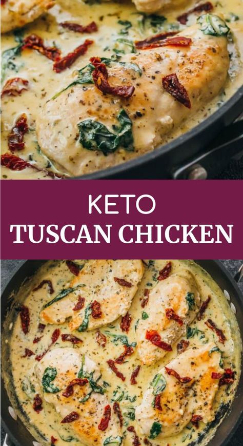 Chicken Skillet Dinner, Keto And Gluten Free, Low Carb Dinner Chicken, Chicken Skillet, Creamy Garlic Sauce, Skillet Dinners, Tuscan Chicken, Keto Lunch, Low Carb Diet Recipes