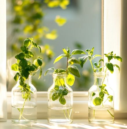 🌿 12 Herbs You Can Grow in Water All Year Round 🌱 - Crafty Home Creators Growing Herbs In Water, Beautiful Herb Garden, Herbs In Water, Window Ledge Decor, Ledge Decor, Lemon Seeds, Cottage Cheese Pancakes, Cheese Pancakes, Bee Balm