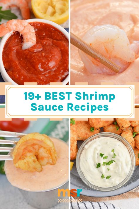 From creamy to tangy and everything in between, these 19 EASY Shrimp Sauce Recipes are perfect for dipping, marinating and slathering! Sauce For Shrimp Cocktail, Healthy Shrimp Sauce, Garlic Butter Dipping Sauce For Shrimp, Seafood Sauce Dip, Shrimp Cocktail Dips, Bacon Wrapped Shrimp Dipping Sauce, Shrimp Chili Sauce, Sea Food Sauce Recipes, Cocktail Shrimp Sauce