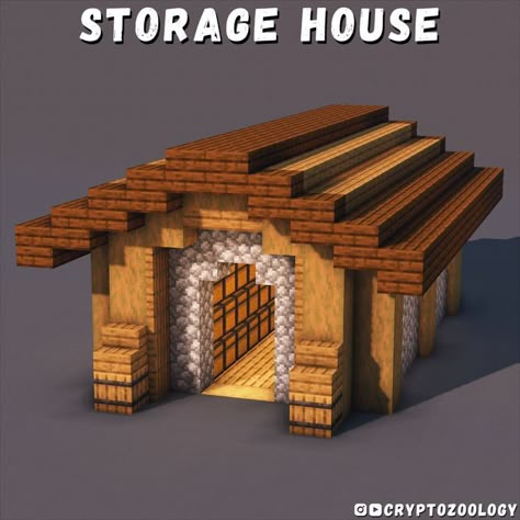 Check out the tutorial for this Minecraft storage house on my YouTube! House Minecraft Blueprints, Chest Building Minecraft, Minecraft Building Ideas Chest Room, Minecraft Houses Storage, Minecraft Chest House Ideas, Spruce Library Minecraft, Small Minecraft Storage House, Storage Houses Minecraft, Small Storage Minecraft