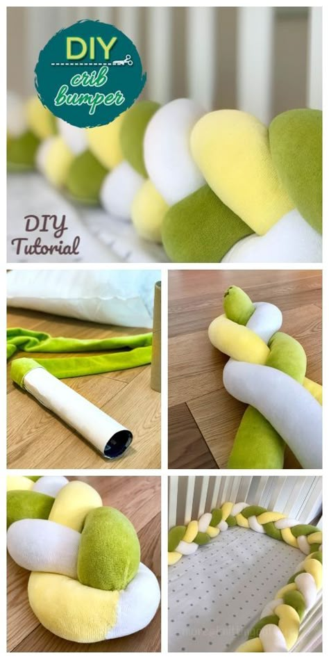 Crib Braided Bumper, Crib Bumper Tutorial, Diy Baby Crib, Crib Diy, Braided Bumper, Diy Kids Bed, Baby Crib Diy, Bumper Pads For Cribs, Baby Crib Bumpers