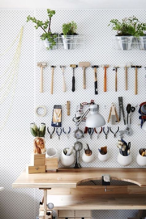 Pegboard Storage, Garage Organization Tips, Ideas Para Organizar, Garden Tool Storage, Studio Organization, Melbourne House, Dream Studio, Supplies Organization, The Design Files