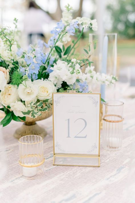 Table number. Coastal Cocktail Tables, Hydrangea Wedding Centerpieces Simple, Coastal Blue Wedding Decor, Light Blue Wedding Signage, Cocktail Wedding Flowers, Wedding Table Scape Ideas, Hydrangea Wedding Table, Hydrangea Centerpiece Wedding, Wedding Cocktail Tables