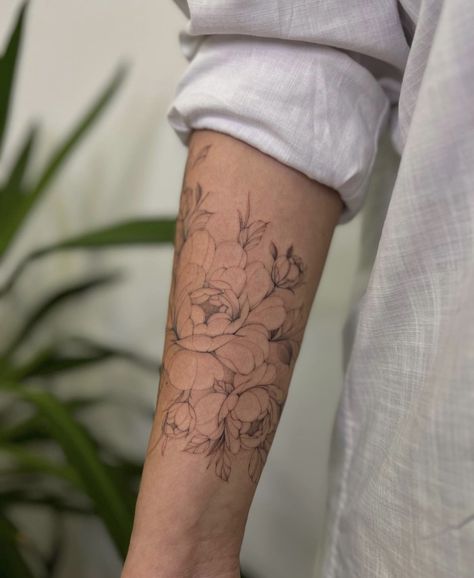 Birth Flower Sleeve Tattoo, Flowers Tattoos, Bad Drawings, Floral Tattoo Sleeve, Flower Sleeve, Flower Tattoo Sleeve, Arm Tattoos, Line Tattoos, Forearm Tattoos