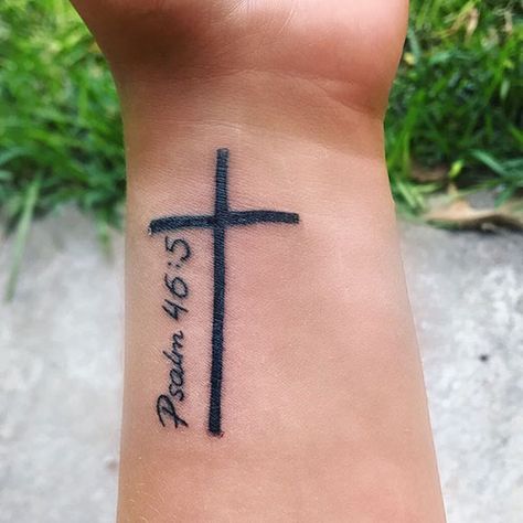 Psalm Tattoo, Cross Tattoo On Wrist, Scripture Tattoos, Meaningful Wrist Tattoos, Verse Tattoos, Guys Tattoos, Cross Tattoos For Women, Cool Wrist Tattoos, Wrist Tattoos For Guys