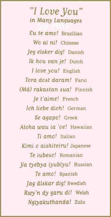 I love you in many different languages. TwirlySkirt.com #iloveyou #love #lovelanguage #ily Iloveyou In Other Words, I Love You In Different Words, Abc In Different Languages, I Love You In 100 Different Languages, I Love In Different Languages, I Miss You In Different Languages, I Love You In Different Languages Tattoo, My Love In Different Languages Words, I Love You In German Tattoo