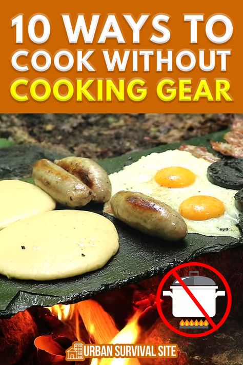 If you're in a survival scenario but don't have any cooking implements, don't worry. There are many ways to cook without cooking gear. Survival Storage, Survival Recipes, Survival Food Storage, Survival Skills Emergency Preparedness, Prepping Ideas, Prepper Food, Water Survival, Emergency Preparedness Food, Off Grid Survival