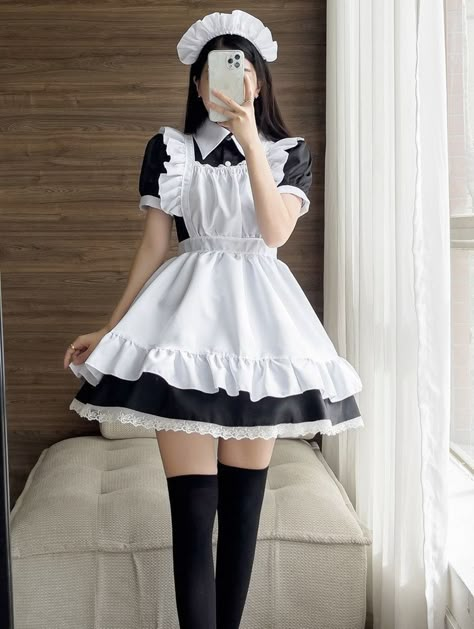 Plus Size Maid, Maid Headband, Maid Fancy Dress, Maid Outfit Cosplay, Maid Halloween, Maid Outfit Anime, French Maid Dress, Outfit Ideas Baggy, Maid Cafe