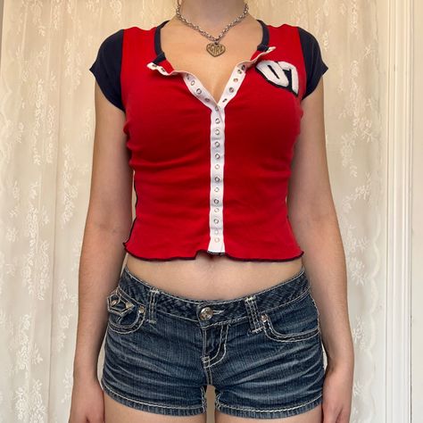 Cyber Y2K 2000s Rhinestone / Gem Low Rise Denim Mini Shorts With White Stitching #2k #2000s #rhinestone #2kfashion #2000sfashion #depop #denim #gems Mini Shorts Y2k Outfit, Low Rise Mini Skirt Outfit 2000s, Y2k Low Rise Shorts, Y2k Jean Shorts Outfit, Low Rise Denim Shorts Outfits, Low Rise Shorts Outfits Y2k, Low Rise Jean Shorts Outfit, Rhinestone Shorts Outfit, Low Rise Shorts Outfit