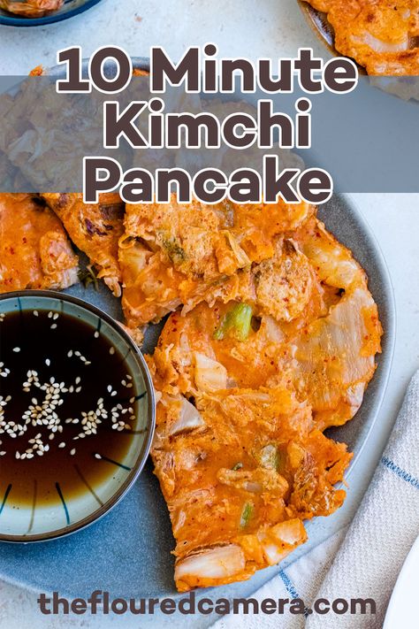 Kimchi Pancake Kimchi Pancakes Korean, Kim Chi Pancakes, Korean Kimchi Pancake, Kimchi Pancake Recipe Easy, Kimchi Breakfast Ideas, Kimchi Recipes Dinner, Kimchee Pancake, Breakfast Kimchi, Kimchi Omelette