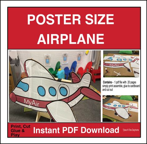 "My airport Airplane is a digital download. The perfect for your Airport dramatic play.  Simply print, cut glue & play This product is a digital download and contains 2 pdf files (1 airplane and one instruction file) This product is for personal classroom use and can not be shared.  Not for commercial use. Once your purchase is complete you will receive an email from Etsy with the download link. PLEASE NOTE Downloads can only be accessed from ETSY.com not the Etsy APP at this time so be sure to log in to your account via the web not their app You can also access your digital files from your account: 1 Sign in to Etsy.com using the same account you purchased your file from 2 Go to your account and click the Purchases and reviews tab 3 Next to the order, select Download Files. This goes to t Airport Theme Classroom, Airport Dramatic Play, Preschool List, Airport Theme, Airport Airplane, Airplane Activities, Transportation Activities, Aviation Theme, Airplane Theme