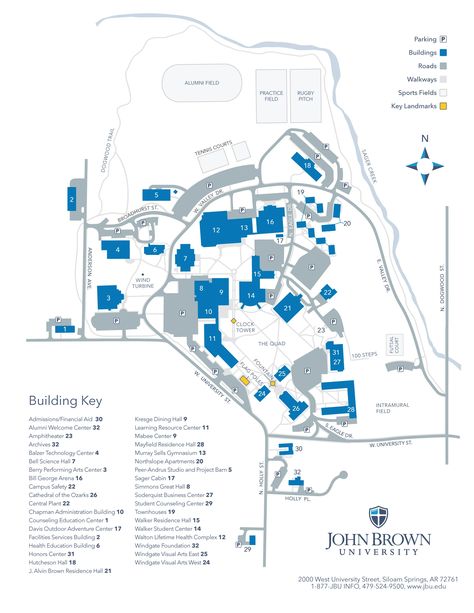 Visitor Information John Brown University, Scientific Poster, Map Projects, Campus Map, Residence Hall, Construction Management, Interior Rendering, Financial Aid, Human Services