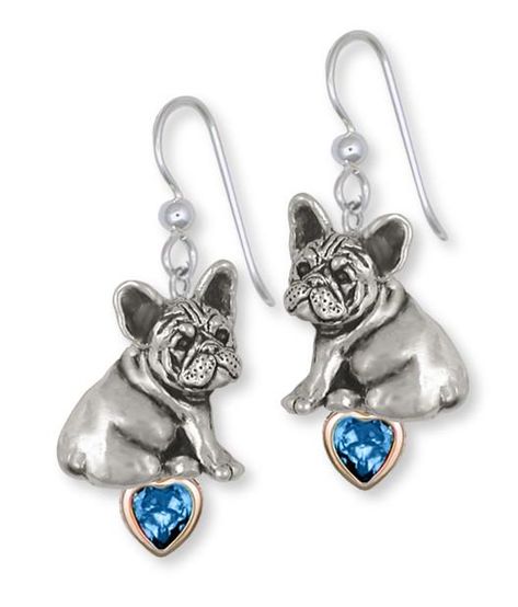 French Bulldog Birthstone Earrings Handmade Sterling Silver Dog Jewelry FR23-SE Silver Dog, Jewelry Lockets, Earrings Design, Dog Jewelry, Birthstone Earrings, Dog Charms, Steel Post, Photo Locket, Birthstone Earring