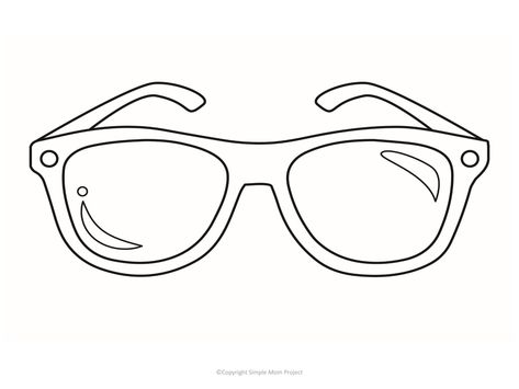 How To Draw Sunglasses, Glasses Doodle, Sunglasses Template, Drawing Sunglasses, Glasses Printable, Sunglasses Drawing, Photo Booth Printables, Summer School Crafts, Simple Mom Project