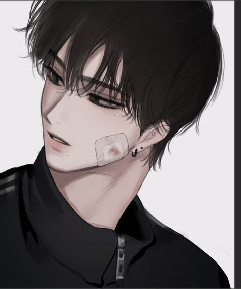 Emo Boy Art, Animes Emo, 19 Days Manga Español, 얼굴 드로잉, Korean Anime, Anime Black Hair, Anime Boy Sketch, Boy Illustration