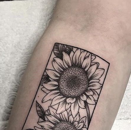 Mens Sunflower Tattoo For Men, Sunflower Patchwork Tattoo, Masculine Sunflower Tattoo, Men Sunflower Tattoo, Mens Sunflower Tattoo, Sunflower Tattoo For Men, Dark Sunflower Tattoo, Sunflower Tattoo Men, Traditional Sunflower Tattoo