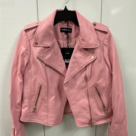 Lamarque “Donna” Bubblegum Pink Leather Moto Jacket Brand New With Tags. Never Been Worn. Perfect Condition. Size: Small Made With The Softest Lamb Leather Polyester, Elastane Lining Zip Pockets Zip Front Professional Leather Clean Imported Pink Leather Jacket Outfit, Short Sleeve Leather Jacket, Floral Leather Jacket, Cropped Biker Jacket, Cropped Moto Jacket, Pink Leather Jacket, Distressed Jacket, Brown Suede Jacket, Leather Jacket Outfits