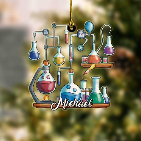 Personalized Glass Chemistry Ornament, Biological Science Ornament, Glass Christmas Ornament, Christmas Gift For Chemistry Lover BXMC40 We offer Ornaments for VACATIONS, HOLIDAYS, EVENTS, FAMILY REUNIONS, BIRTHDAYS, MOTHER'S DAY, FATHER'S DAY, GRADUATIONS, FUNNY as well as CUSTOM ones. 👉BeeHiveSG Shop always works hard to make sure that you get your favorite Ornaments for the special events. 👉Please let me know if you do not see what you're looking for. I'll be glad to work with you to bring your idea to life. 👉If you have any questions/concerns or want to order a customized Ornament, don't hesitate to contact us. 💖Description💖 👉Printed & Cut-out Acrylic Ornaments - Strong, durable, and great-looking, print-on-demand plastic ornament is a great item for decorating your house, especia Science Christmas Ornaments, Science Christmas, Biological Science, Friendship Ornaments, Christmas Science, Custom Bible, Acrylic Ornaments, Magic Gift, Friend Ornament