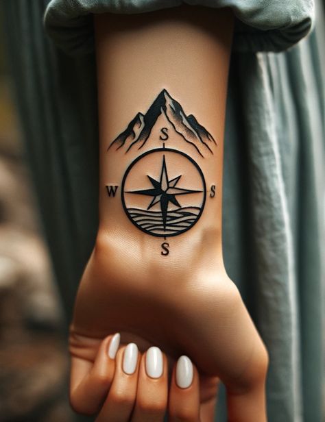 39 Forearm Tattoos: The Hottest Trends of the Year! Arrow And Compass Tattoo Women, Send It Tattoo Ideas, Something Corporate Tattoo, Love To Travel Tattoo, Women’s 3/4 Sleeve Tattoo, Mountains And Water Tattoo, Nebraska Tattoo Ideas, Alaskan Tattoos For Women, Simple Forest Tattoo