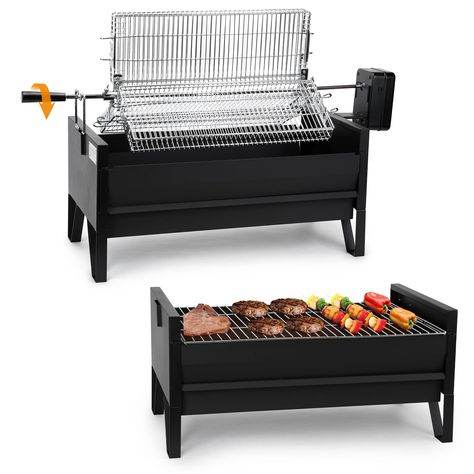 PRICES MAY VARY. 2 In 1 Heavy Duty Charcoal Grill & Roaster Basket - made of cast iron grilling station and stainless steel grill grate and basket, the machine is quite stable and durable for outdoor use. Roasting should be easy and effortless, that's why our rotisserie grill comes with a dual-purpose motor. It can be powered with 2 "D" cell batteries (Not Included), or use it with the power adapter. Voltagerate:DC3V, 300 mA. Automatic rotary motor system - Realizes automatic rotary grilling, wh Grill Machine, Charcoal Bbq Grill, Rotisserie Grill, Grill Station, Wood Pellet Grills, Outdoor Bbq Kitchen, Easy Bbq, Camping Grill, Barbeque Grill