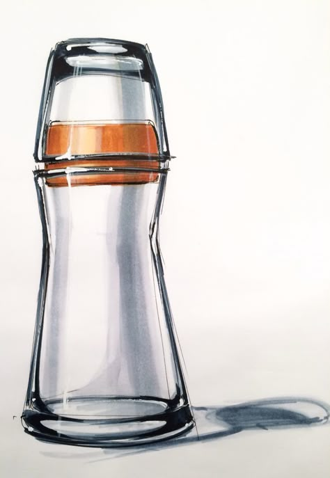 Glass in markers Industrial Sketch, Cafe Industrial, Product Design Sketching, Product Sketching, Product Design Sketch, Bedroom Industrial, Marker Rendering, Marker Sketch, Product Sketches