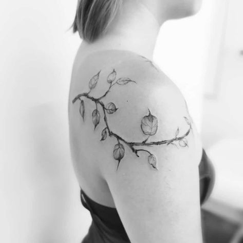 Top 57+ Best Tree Branch Tattoo Ideas - [2021 Inspiration Guide] Aspen Tree Branch Tattoo, Aspen Branch Tattoo, Tree Branch Back Tattoo, Tree Tattoo Feminine, Apple Tree Branch Tattoo, Branch Shoulder Tattoo, Oak Branch Tattoo, Tree Branch Tattoos For Women, Branch Tattoos For Women