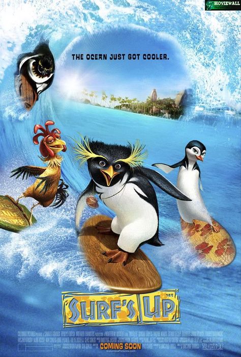 Surf's Up (2007) A behind-the-scenes look at the annual Penguin World Surfing Championship, and its newest participant, up-and-comer Cody Maverick. Surfs Up Poster Movie, Surfs Up Poster, Surfs Up Movie, Up Movie Quotes, Cody Maverick, Summer Movies, Up Movie, Movie Cartoon, Shia Labeouf