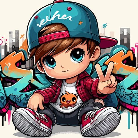 Hip hop boy | Premium Vector #Freepik #vector #kid-illustration #kid-design #cartoon-design #boy-cartoon Cartoon Character Outfits, Kid Illustration, Kid Design, Sports Illustration, Billy Kid, Aesthetic Cartoon, Boy Cartoon, Urban Kids