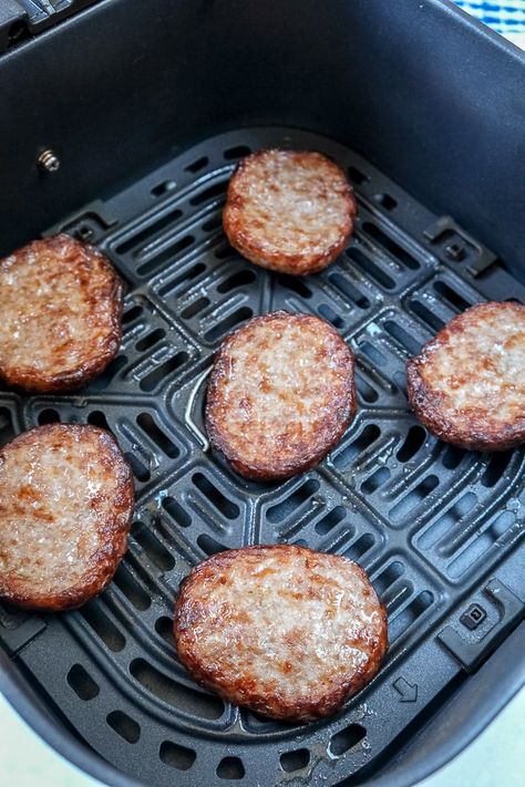 Pork Sausage In Air Fryer, Air Fryer Pork Sausage, Air Fryer Jimmy Dean Sausage Patties, Air Fry Sausage Patties, Sausage Patty Air Fryer, Cooking Sausage In Air Fryer, Brat Patties In Air Fryer, Air Fryer Keto Breakfast Recipes, How To Cook Sausage Patties