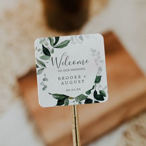 Emerald Greenery Wedding Welcome Square Sticker Destination Wedding Bags, Wedding Woodland, Theme Hotel, Elegant Fall Wedding, Wedding Stickers Labels, Wedding Welcome Bags, Wedding Favor Bags, Hotel Guest, Welcome Bags