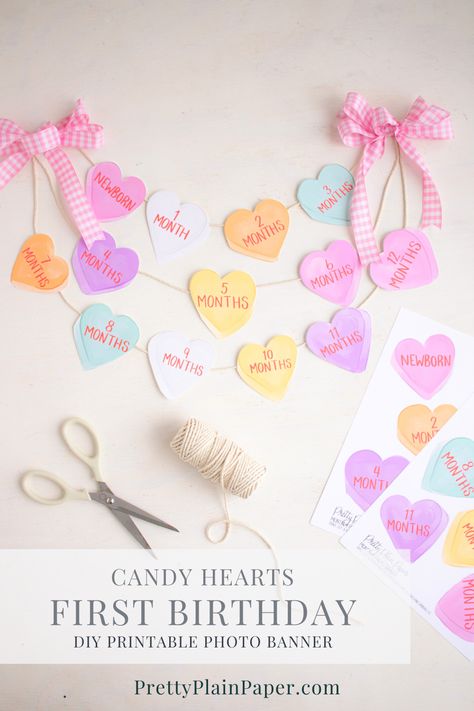 Sweetheart Candy Theme Party, 1st Bday Valentine Theme, The Sweetest One Birthday, Heart Themed 1st Birthday Party, Sweet One Valentine Birthday, Conversation Hearts Birthday, Candy Hearts Birthday, First Birthday Themes Valentines, Valentine Theme 1st Birthday Party