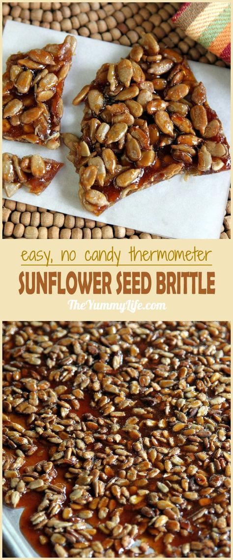 Seed Brittle Recipe, Sunflower Seed Recipes, Sushi Rolling, Brittle Recipes, Nut Recipes, Candy Thermometer, Homemade Candies, Sunflower Seed, Sunflower Seeds