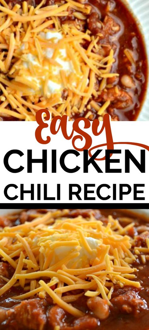 Simple Chicken Chili Recipe, Beanless Chicken Chili Recipe, Chili Made With Chicken, Chicken Bean Chili, Stove Top Chicken Chili Recipe, Rotisserie Chicken Chili Real Simple, Low Sodium Chicken Chili Recipe, Chicken Chile Recipes, Stove Top Chicken Chili