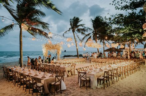 Beach Wedding Set Up Receptions, Beach Wedding Party Ideas, Fairmont Mayakoba Wedding, Beach Wedding In Mexico, Tulum Wedding Reception, Mexico Beach Wedding Decor, Tropical Wedding Venue Ideas, Beach Theme Wedding Reception Tables Centerpiece Ideas, Wedding Colors And Themes