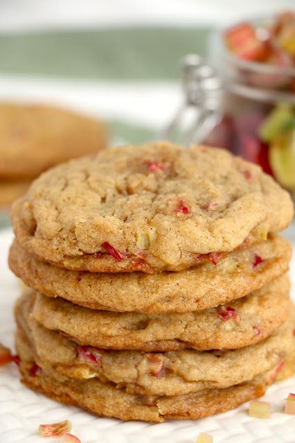 Hot Eats and Cool Reads: Brown Sugar Rhubarb Cookies Rhubarb Cookies Taste Of Home, Rhubarb Brown Sugar Cookies, Brown Sugar Rhubarb Cookies Recipes, Brown Sugar Rhubarb Cookies, Rhubarb Cookies Recipes, Sugar Free Rhubarb Recipes, Gluten Free Rhubarb Recipes, Baked Rhubarb, Rhubarb Cookies